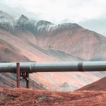 pipeline with mountain in background